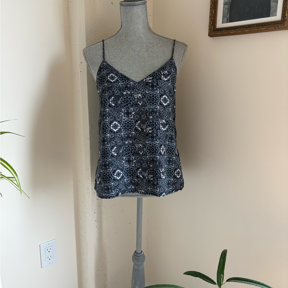 Women's Blue Black and White Spaghetti Strap Top